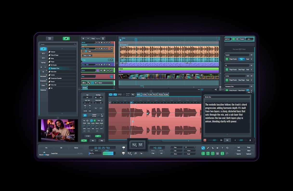 An image of the SoundBridge: DAW interface.